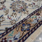 piccolo tappeto persiano nain 9fili fondo avorio 93x62 cm lana e seta su cotone