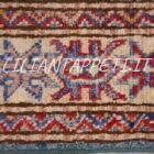 tappetino orientale moderno kazak fondo verde scendiletto 137x88 cm