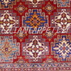 tappeto orientale kazak da sala fondo rosso in lana 237x167 cm