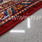 tappeto orientale kazak da sala fondo rosso in lana 237x167 cm