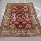tappeto orientale kazak da sala fondo rosso in lana 230x175 cm