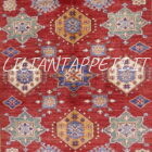 tappeto orientale kazak da sala fondo rosso in lana 230x175 cm