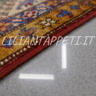 tappeto orientale kazak da sala fondo rosso in lana 230x175 cm