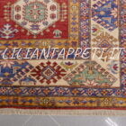 tappeto orientale kazak da sala fondo rosso in lana 230x175 cm