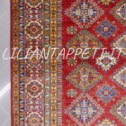 tappeto orientale afghano kazak da sala fondo rosso in lana 270x181 cm