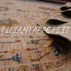 tappeto orientale ziegler floreale fondo champagne da salotto in lana 237x170 cm