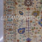 tappeto orientale ziegler floreale fondo grigio avorio da salotto in lana 238x172 cm