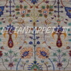 tappeto orientale ziegler floreale fondo grigio avorio da salotto in lana 238x172 cm