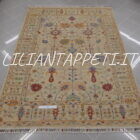 tappeto orientale ziegler floreale fondo grigio avorio da salotto in lana 238x172 cm