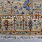 tappeto orientale ziegler floreale fondo grigio avorio da salotto in lana 238x172 cm