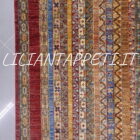 tappeto orientale moderno ziegler bakhtiari da salotto fondo multicolore disegno moharramat molto ricco lana su cotone 247x178 cm