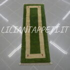 piccolo tappeto persiano gabbeh gashgai fondoletto scendiletto fondo verde in lana 148x52 cm