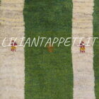 piccolo tappeto persiano gabbeh gashgai fondoletto scendiletto fondo verde in lana 148x52 cm
