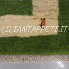 piccolo tappeto persiano gabbeh gashgai fondoletto scendiletto fondo verde in lana 148x52 cm