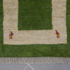 piccolo tappeto persiano gabbeh gashgai fondoletto scendiletto fondo verde in lana 148x52 cm