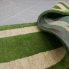 piccolo tappeto persiano gabbeh gashgai fondoletto scendiletto fondo verde in lana 148x52 cm