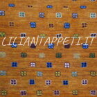 tappeto persiano scendiletto fondoletto gabbeh gashgai kashkuli molto fine color giallo ocra in lana 145x57 cm