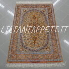 Tappeto Isfahan extrafine tutto seta firmato Kasiri con medaglione centrale, annodato a mano in Persia Centrale 164x110 cm