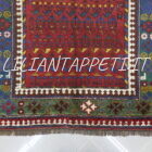 antico tappeto persiano kelardasht geometrico fondo rosso da salotto 224x131 cm