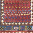 antico tappeto persiano kelardasht geometrico fondo rosso da salotto 224x131 cm