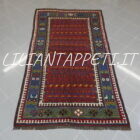 antico tappeto persiano kelardasht geometrico fondo rosso da salotto 224x131 cm