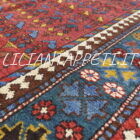 antico tappeto persiano kelardasht geometrico fondo rosso da salotto 224x131 cm
