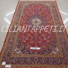 tappeto persiano keshan classico fondo rosso da salotto in lana 262x150 cm