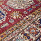 tappeto orientale moderno kazak fondo rosso da sala ed ingresso in lana 178x125 cm