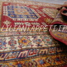 tappeto orientale moderno kazak fondo rosso da sala ed ingresso in lana 178x125 cm