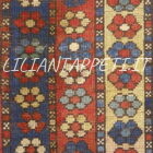 antico tappeto caucasico kazak fondo blu molto primitivo con due alberi stilizzati 207x117 cm in lana