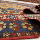 antico tappeto caucasico kazak fondo blu molto primitivo con due alberi stilizzati 207x117 cm in lana