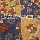 antico tappeto caucasico kazak fondo blu molto primitivo con due alberi stilizzati 207x117 cm in lana