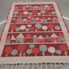 kilim polacco fatto a mano da salotto fondo bordeaux