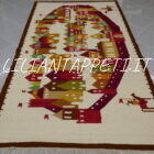 kilim polacco fatto a mano da salotto fondo chiaro in lana 238x127 cm