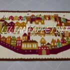 kilim polacco fatto a mano da salotto fondo chiaro in lana 238x127 cm