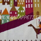 kilim polacco fatto a mano da salotto fondo chiaro in lana 238x127 cm