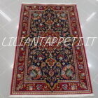 tappeto annodato persiano kum da salotto o ingresso fondo blu 150x100 cm