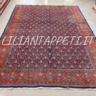 tappeto persiano saruk elegante disegno boteh fondo blu in lana 324x243 cm
