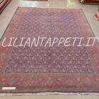 tappeto persiano saruk elegante disegno boteh fondo blu in lana 324x243 cm
