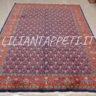 tappeto persiano saruk elegante disegno boteh fondo blu in lana 324x243 cm