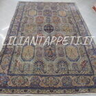 antico tappeto persiano tabriz da salotto fondo avorio molto decorativo con 2 firme 313x198 cm
