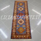tappeto fondoletto kazak afghano fondo azzurro 182x63 cm