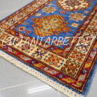 tappeto fondoletto kazak afghano fondo azzurro 182x63 cm
