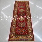 tappeto fondoletto kazak afghano fondo rosso 207x76 cm
