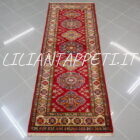 tappeto fondoletto kazak afghano fondo rosso 207x76 cm