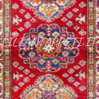 tappeto fondoletto kazak afghano fondo rosso 207x76 cm