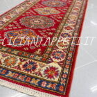 tappeto fondoletto kazak afghano fondo rosso 207x76 cm