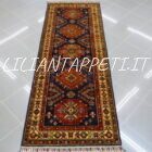 tappeto passatoia fondoletto kazak afghano blu 216x80 cm