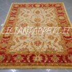 tappeto annodato orientale ziegler fondo avorio da salotto in lana 237x187 cm