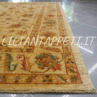 tappeto annodato orientale ziegler fondo avorio da salotto in lana 232x173 cm